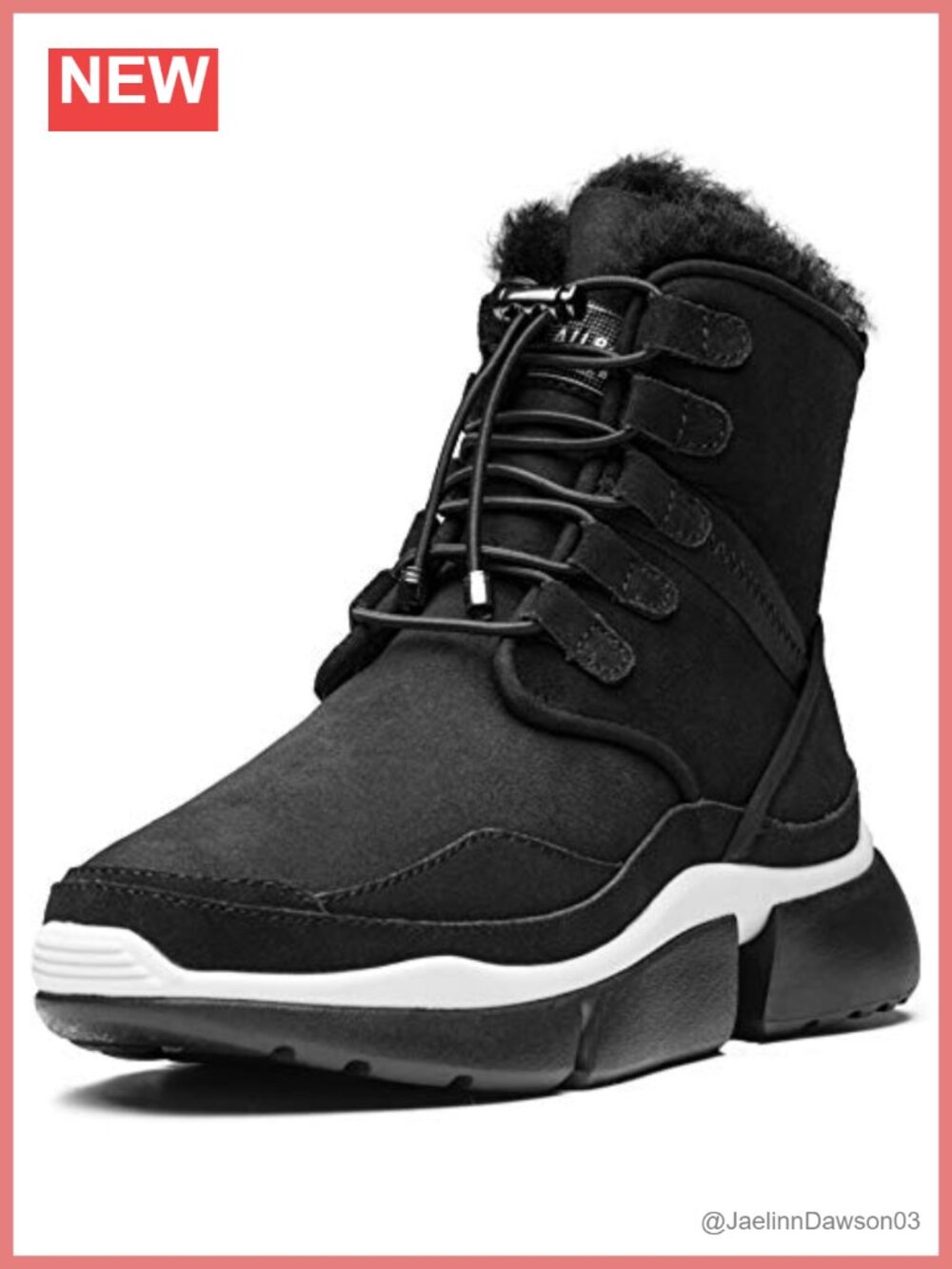 AU&MU Retro Metal Buckle Suede Upper Elevator Hidden Heel Lace Up Winter Snow